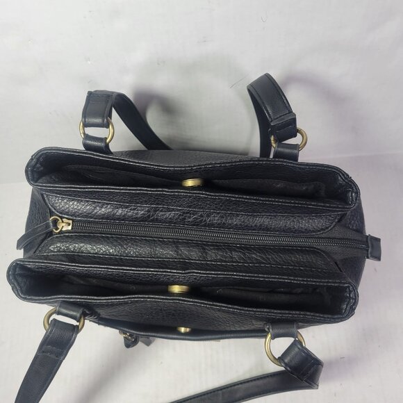 Rosetti Black Textured Shoulder Bag With Gold Accents & Multiple Compartments - Picture 6 of 11